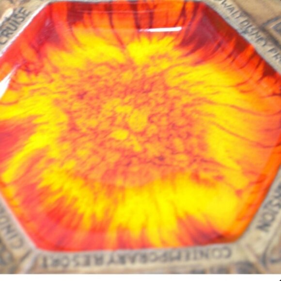 Walt Disney World Souvenir Plate Faux Wood Lava Glaze Glass By Treasurecraft - Picture 8 of 10